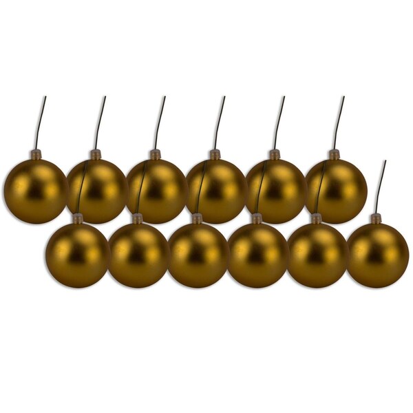 Queens Of Christmas 4 in. Matte Ball Ornament with Wire, Gold, 12PK - ORN-BLKM-100-GO-12PK