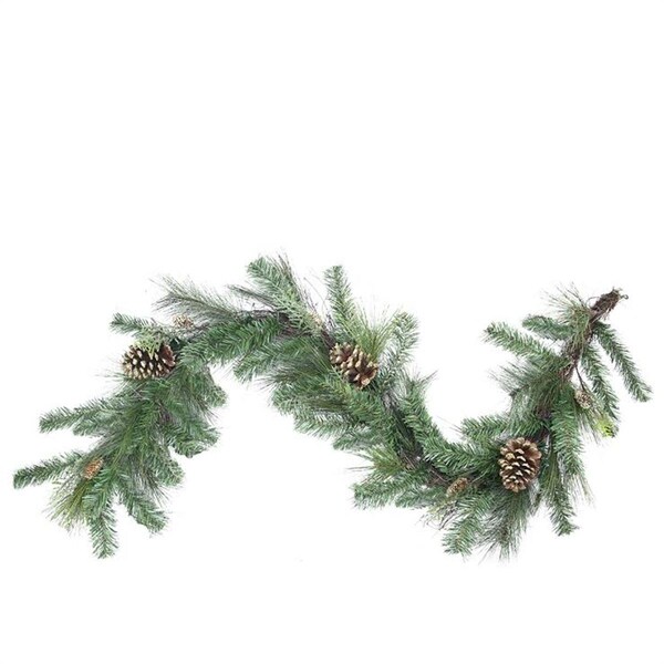 Northlight Seasonal Artificial Mixed Pine with Pine Cones and Gold Glitter Christmas Garland - 31736425