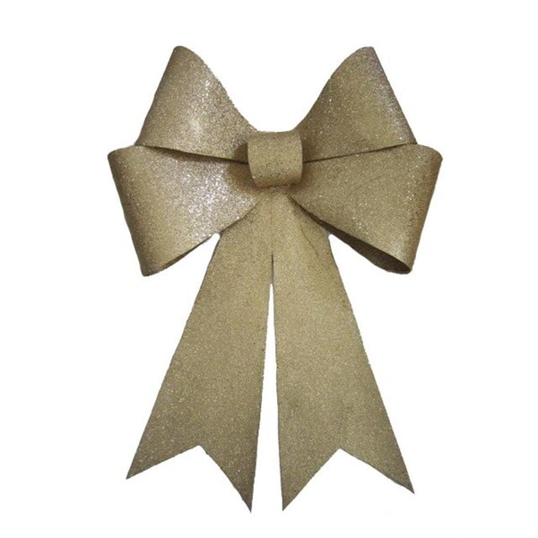 Queens Of Christmas 30 in. PVC Glitter Bow, Gold - BOW-GLTR-30-GO