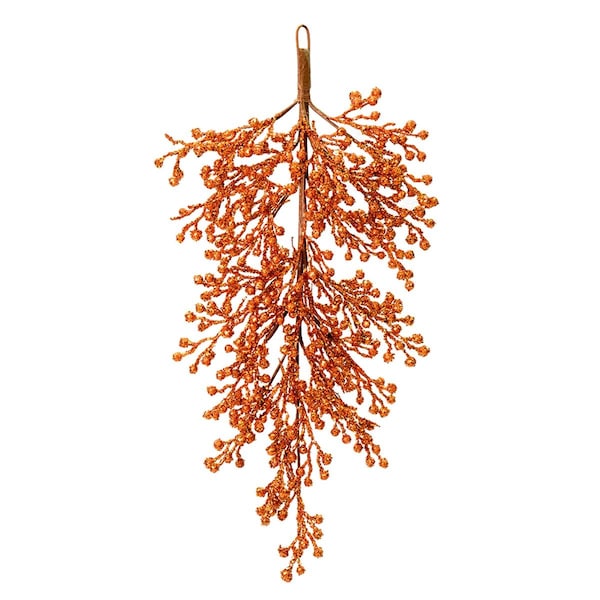 Vickerman 33 in. Copper Glitter Berry Door Swag Tear Drop Outdoor, 12PK - L180928