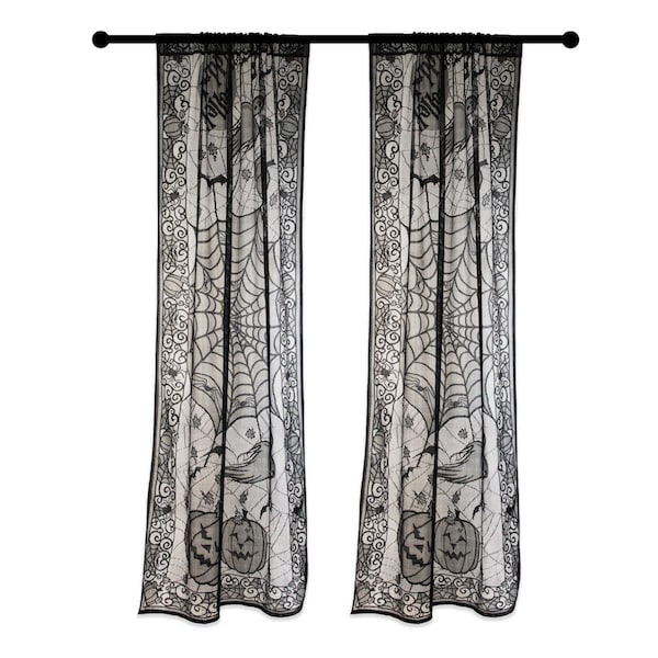 Notlikeb4 38 x 84 in. DII Happy Halloween Lace Spider Web Window or Door Panel Decoration - NO2691413