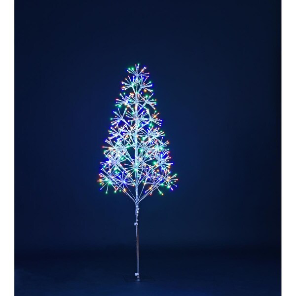 Queens Of Christmas 6 ft. Starburst Silver Tree, Multicolor - LED-TR3D06-L5M
