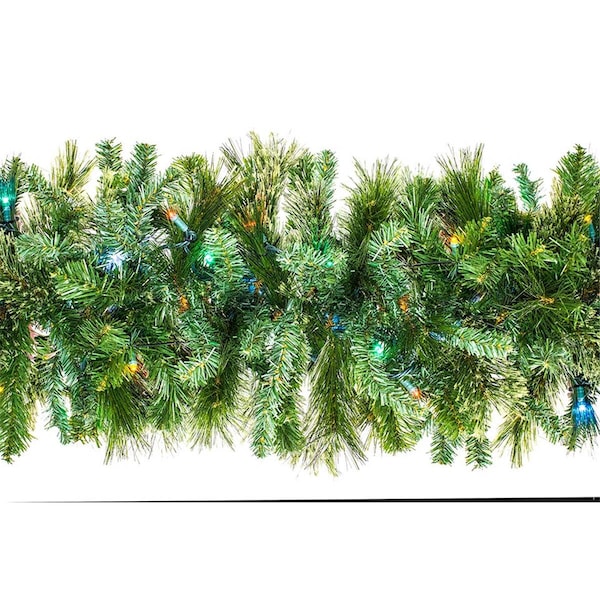 Queens Of Christmas 9 ft. Blended Pine Garland Pre-Lit with LEDs, Multi Color - GARBM-09-L5M
