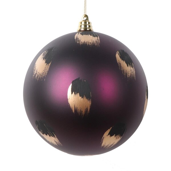 Vickerman 4.75 in. Brush Strokes Ball Ornament, Plum - 4 per Bag - MT220926