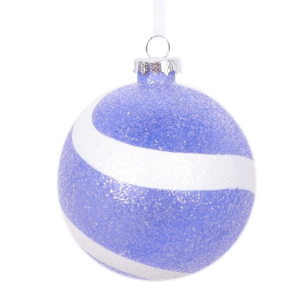 Vickerman 4 in. Sugar Glitter Ball Ornament, Purple & White - 4 per Bag - MT228566