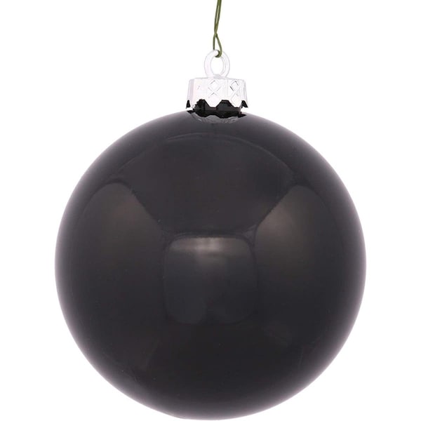 Vickerman 4 x 18 in. Black Shiny Ball Stick - 6 per Bag - N223117SV