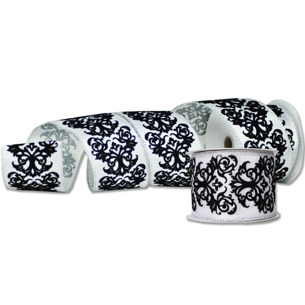 Queens Of Christmas 2.5 in. Wide 10 yards Ribbons, White, 2PK - RBN-19570-WH-2PK