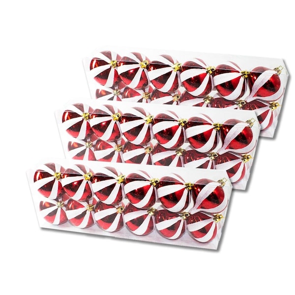 Queens Of Christmas Onion Ornament with Glitter Stripes, Red, 36PK - ORN-ON-36PK-ST-RE