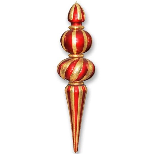 Queens Of Christmas ORN-OVS-48-RE-GO 48 in. Oversized Shatterproof Finial Ornament Red & Gold - ORN-OVS-48-RE/GO