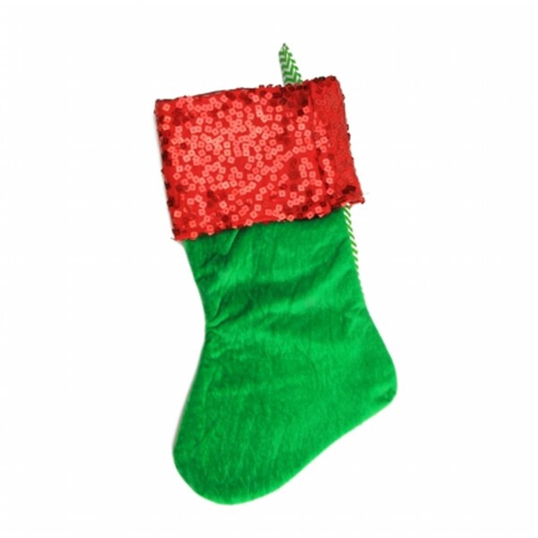 Northlight Seasonal Green and Red Chevron Sequin Cuff Christmas Stocking - 31754932
