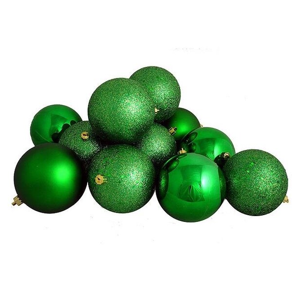 Northlight Seasonal Northlight Seasonal 31754395 Shatterproof Xmas Green 4-Finish Christmas Ball Ornaments - 31754395