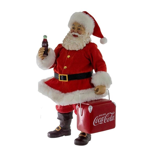 Surprise 10.5 in. Kurt Adler Coke Santa with Cooler Table Piece - SU3569150