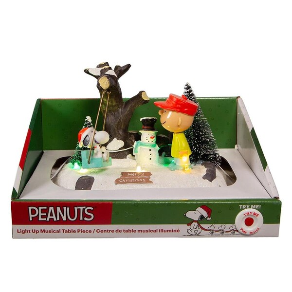 Peanuts 6.75 in. Kurt Adler Battery-Operated Snoopy on Swing Lit Musical Table Piece - PN5211