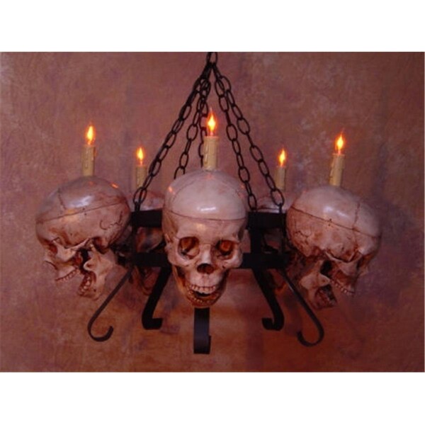 Perfectpretend Chandelier Skull-Metal  5 Life-Size Skulls on Dual Metal Frame - PE1413080