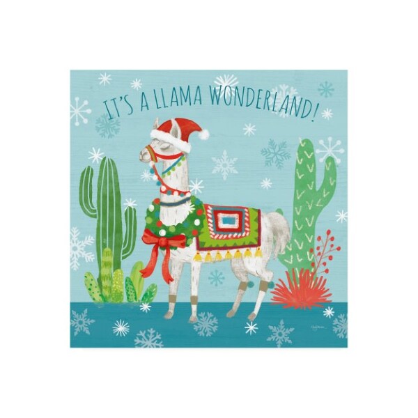 Trademark Fine Art Mary Urban 'Lovely Llamas Christmas V' Canvas Art, 14x14 - WAP10073-C1414GG