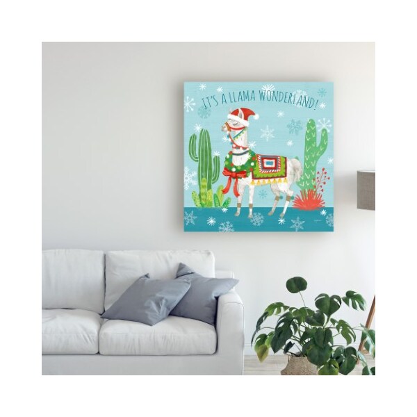 Trademark Fine Art Mary Urban 'Lovely Llamas Christmas V' Canvas Art, 14x14 - WAP10073-C1414GG
