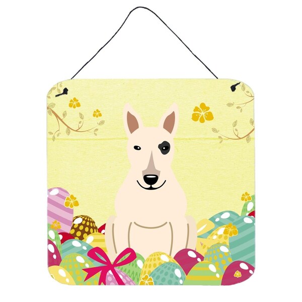 Carolines Treasures Easter Eggs Bull Terrier White Wall or Door Hanging Prints - BB6138DS66