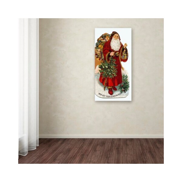 Trademark Fine Art Vintage Apple Collection 'Christmas Stocking Santa' Canvas Art, 16x32 - ALI6432-C1632GG