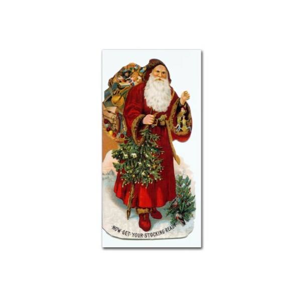 Trademark Fine Art Vintage Apple Collection 'Christmas Stocking Santa' Canvas Art, 16x32 - ALI6432-C1632GG
