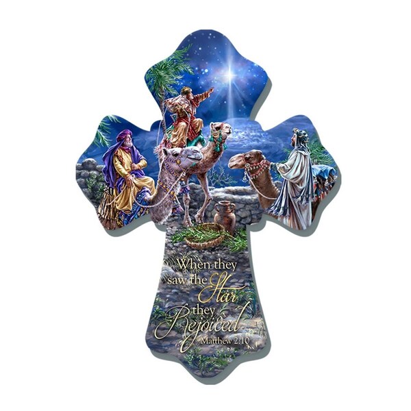 Pertrechos Wise Men & When They Saw the Star They Rejoiced Wall Cross - 6 x 8 in. - PE3327399