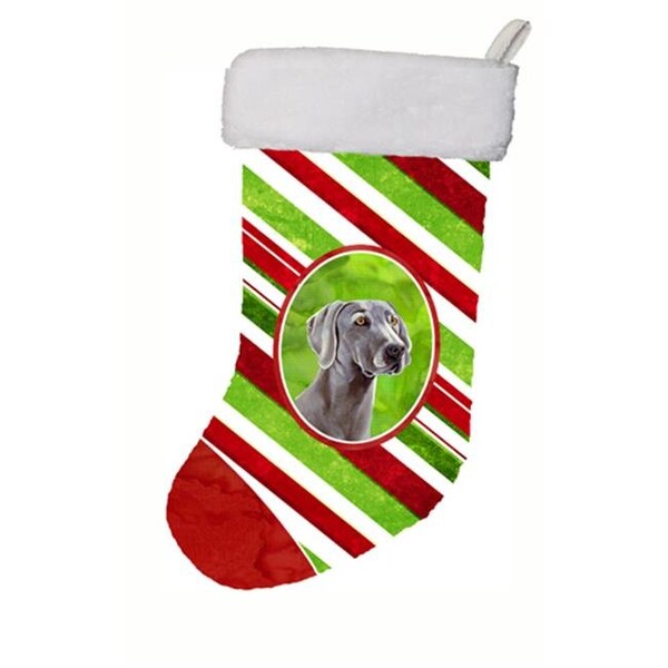Carolines Treasures Carolines Treasures LH9251-CS 11 x 18 in. Weimaraner Candy Cane Holiday Christmas Christmas Stocking - LH9251-CS