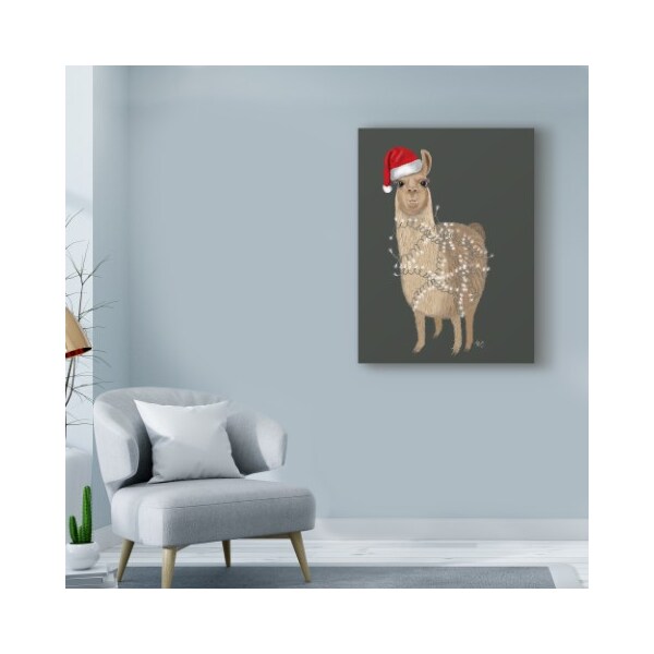 Trademark Fine Art Fab Funky 'Llama, Christmas Lights 1' Canvas Art, 18x24 - WAG00429-C1824GG