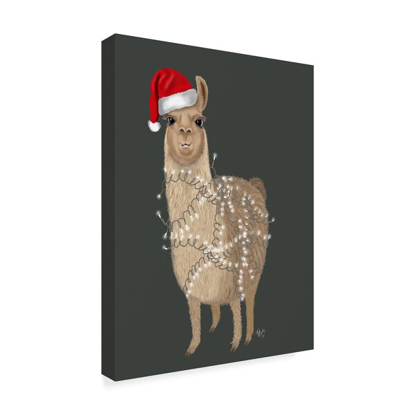 Trademark Fine Art Fab Funky 'Llama, Christmas Lights 1' Canvas Art, 18x24 - WAG00429-C1824GG