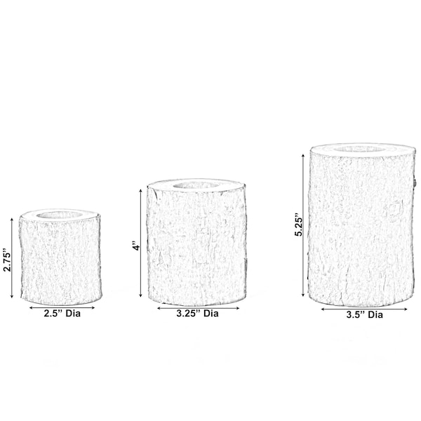Vintiquewise Bark Wooden Pillar Tree Stump Tea Light Rustic Candle Holder , PK 3 - QI003888.3