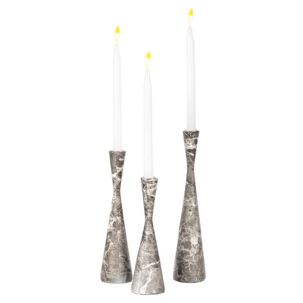 Fabulaxe Marble Resin Candle Holders - Pack of 18 Gray Decorative Taper Candlesticks for Home Decor,  - QI004063.GY.6