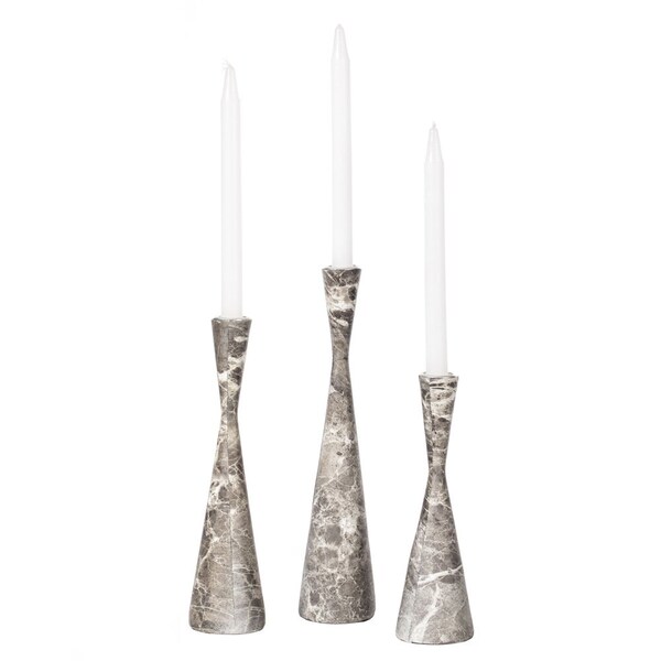 Fabulaxe Marble Resin Candle Holders - Pack of 18 Gray Decorative Taper Candlesticks for Home Decor,  - QI004063.GY.6