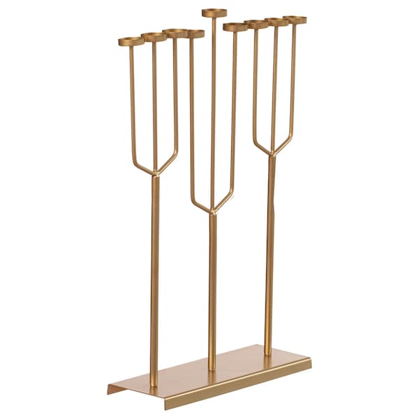 Vintiquewise Small Hanukkah Menorah, 9 Branch Tea Light Candle Holders, Gold - QI004643.DG.S