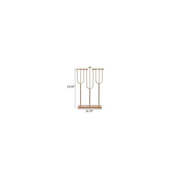 Vintiquewise Small Hanukkah Menorah, 9 Branch Tea Light Candle Holders, Gold - QI004643.DG.S