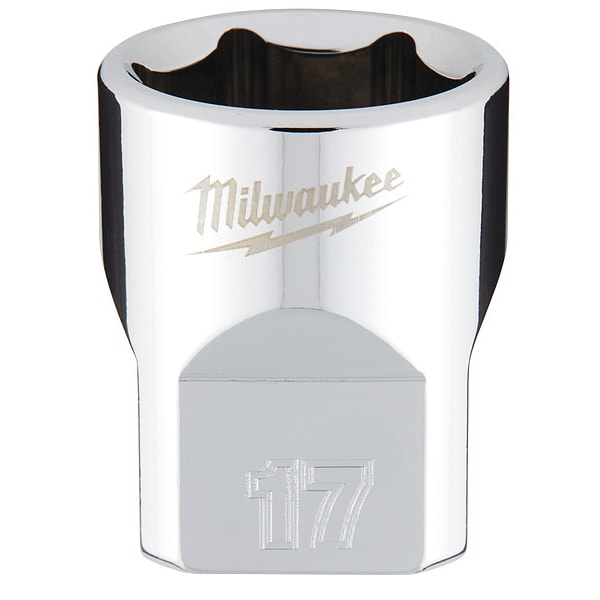 Milwaukee Tool 3/8 in. Drive 17mm Metric 6-Point Socket with FOUR FLAT Sides - 45-34-9087