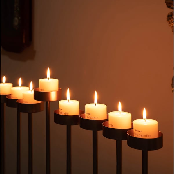 Vintiquewise Hanukkah Menorah, 9 Branch Tea Light Candle Holders, Gold - QI004643.DG.L
