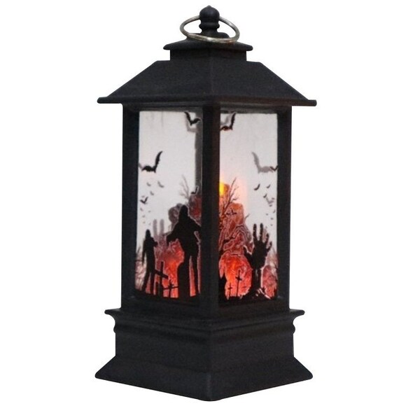 Santas Forest Halloween Skeleton Hand Lantern, 5 in H, Plastic, Black, Internal Light, Indoor, Outdoor - 99935