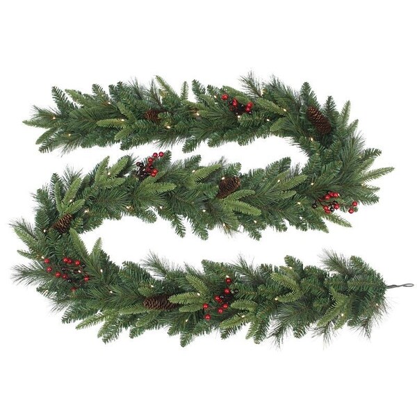 Puleo Asia Ltd Pre-Lit Pacific Fir Garland, 240 Tips, B/O, 9 ft - 333-4463-G9