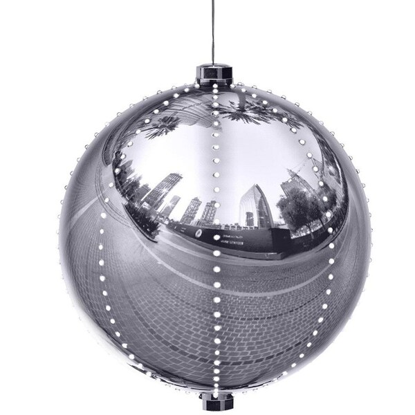 Santas Forest 60832 Ornament, 6 in H, Round Bulb, Plastic, Silver, Internal Light/Music: Internal Light - 60831