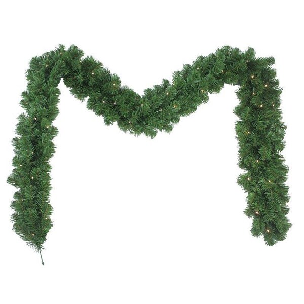 Puleo Asia Ltd Pre-Lit Western Hemlock Garland, 200 Tips, B/O, 9 ft - 333-4041-G9/10
