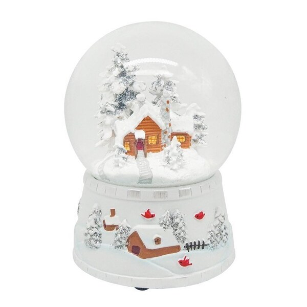 Santas Forest Farm House Water Snow Globe, 5.33 in H, Glass/Resin, White - 92907