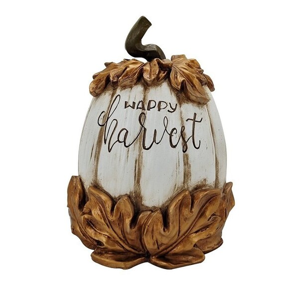 Santas Forest Happy Harvest Pumpkin, 10-1/2 in H, Resin, Gold, Indoor - 89930