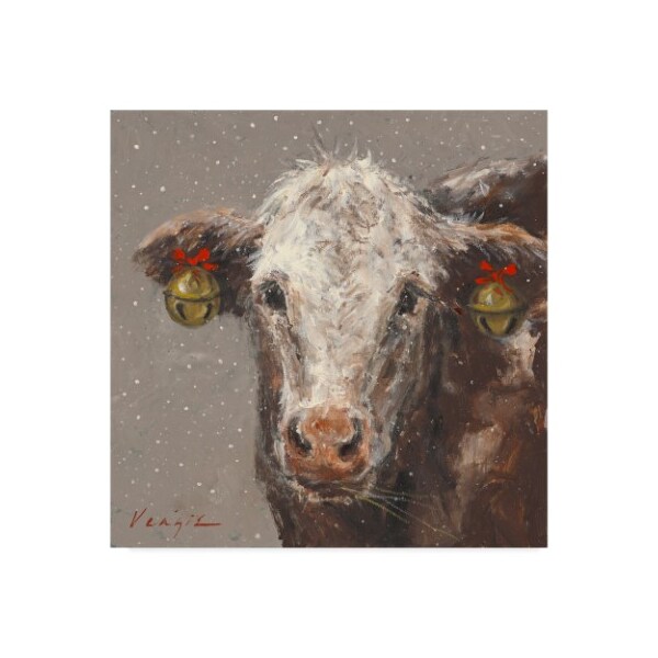 Trademark Fine Art Mary Miller Veazie 'Patty The Brown Christmas Cow' Canvas Art, 14x14 - ALI31253-C1414GG