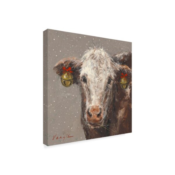 Trademark Fine Art Mary Miller Veazie 'Patty The Brown Christmas Cow' Canvas Art, 14x14 - ALI31253-C1414GG