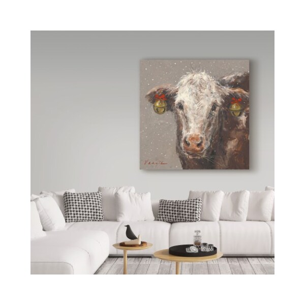 Trademark Fine Art Mary Miller Veazie 'Patty The Brown Christmas Cow' Canvas Art, 14x14 - ALI31253-C1414GG