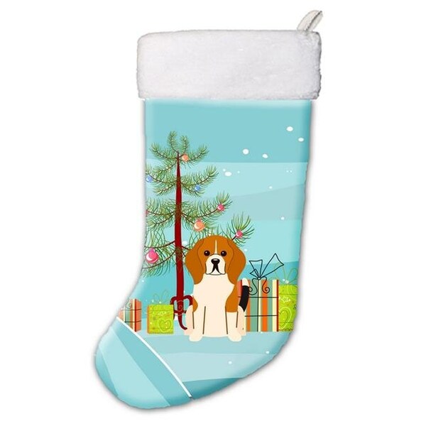 Carolines Treasures Carolines Treasures BB4165CS Merry Christmas Tree Beagle Tricolor Christmas Stocking - BB4165CS