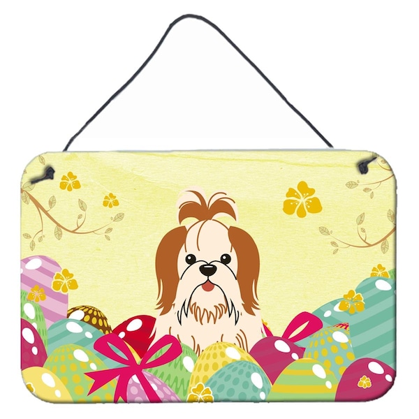 Carolines Treasures Easter Eggs Shih Tzu Red White Wall or Door Hanging Prints - BB6087DS812