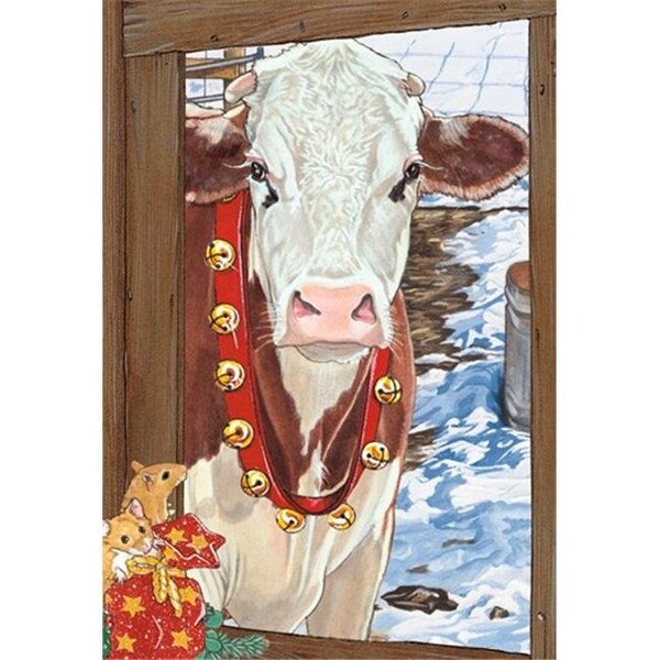 Pipsqueak Productions Pipsqueak Productions C603 Cow Brown Holiday Farm Christmas Boxed Cards - Pack of 10 - C603