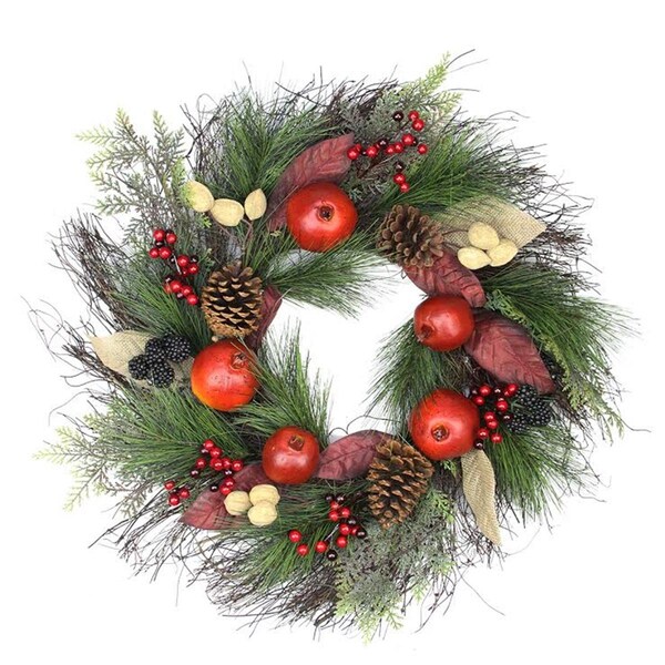 Northlight Seasonal Autumn Harvest Mixed Pine Berry and Nut Thanksgiving Fall Wreath - 31736378
