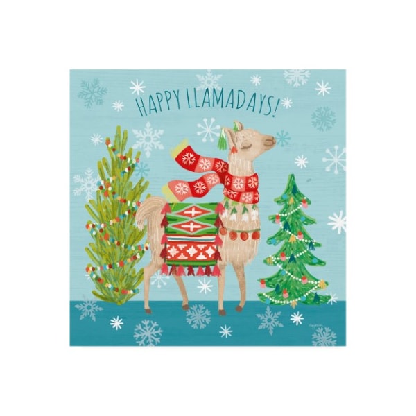 Trademark Fine Art Mary Urban 'Lovely Llamas Christmas Xi' Canvas Art, 14x14 - WAP10077-C1414GG