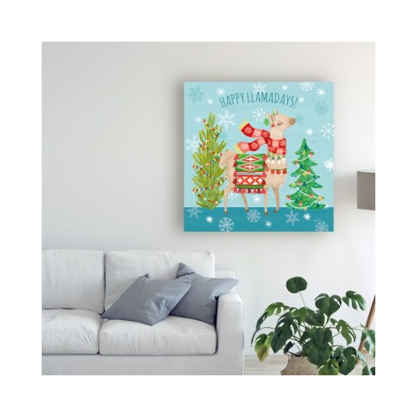 Trademark Fine Art Mary Urban 'Lovely Llamas Christmas Xi' Canvas Art, 14x14 - WAP10077-C1414GG