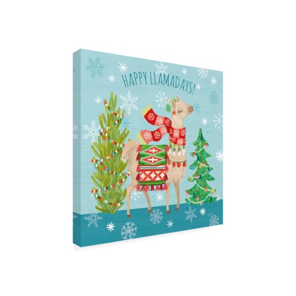 Trademark Fine Art Mary Urban 'Lovely Llamas Christmas Xi' Canvas Art, 14x14 - WAP10077-C1414GG